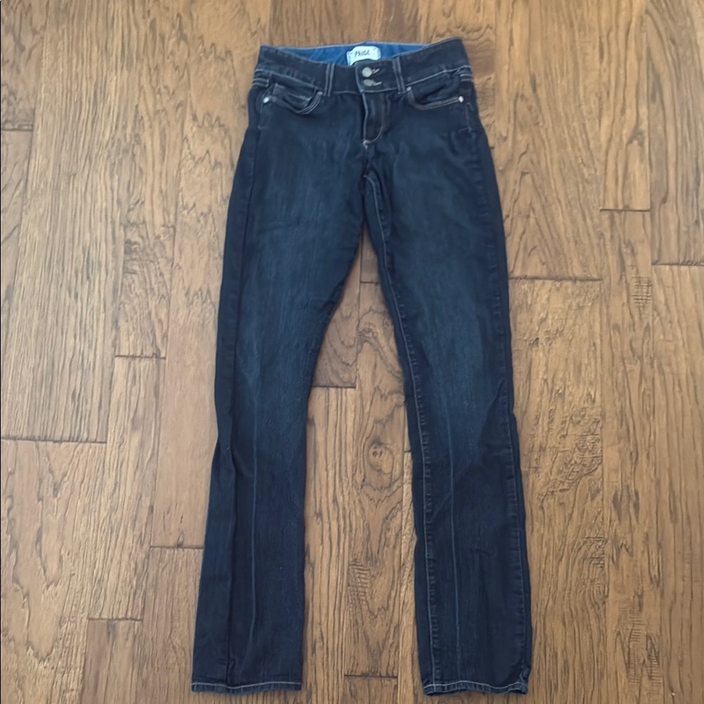 PAIGE Dark Blue Hidden Hills Straight Leg Jeans
